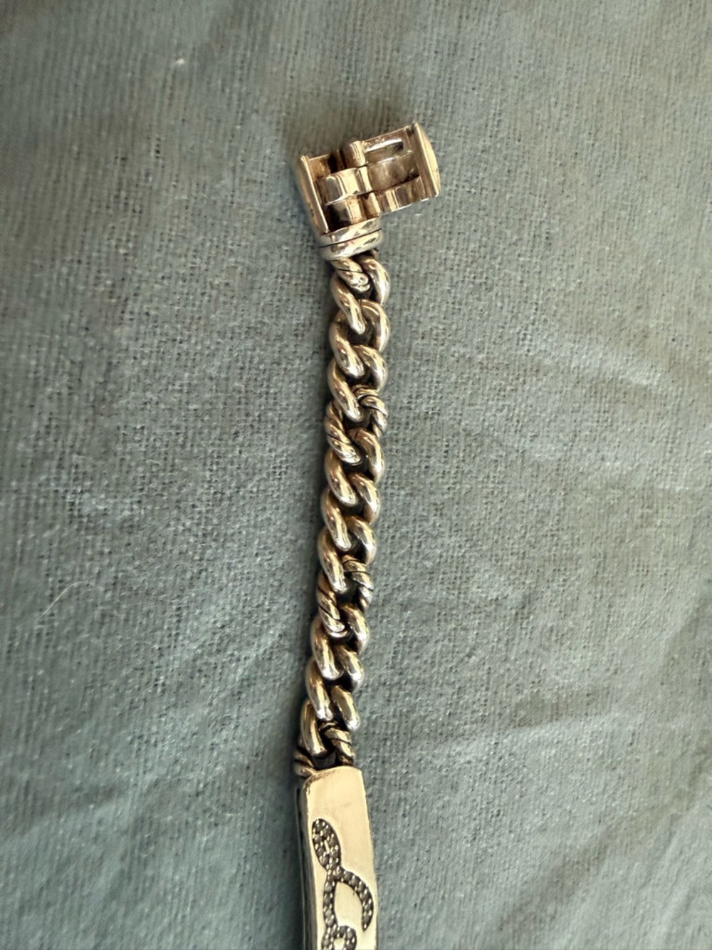 David Yurman Silver 'Love' Cable ID Bracelet - Picture 10 of 12